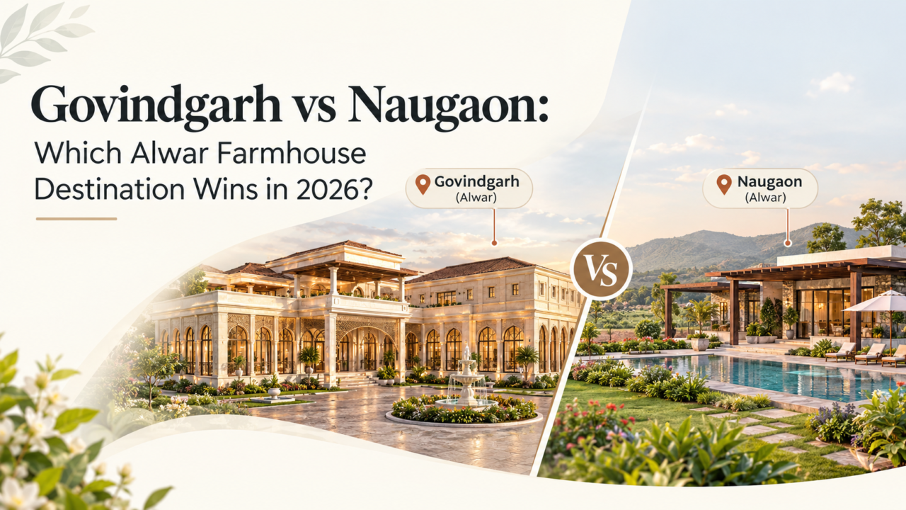 Rajvanam Govindgarh vs Naugaon luxury farmhouse comparison in Alwar
